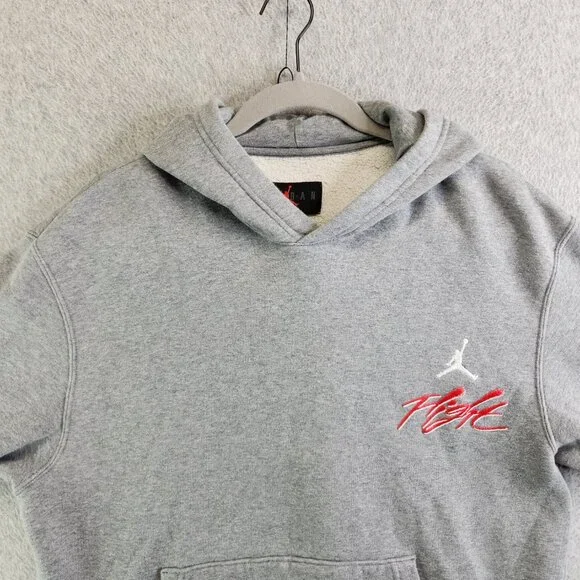 Jordan Hoodie Mens M Gray Flight Air Essentials Fleece Pullover Jumpman - Picture 2 of 14